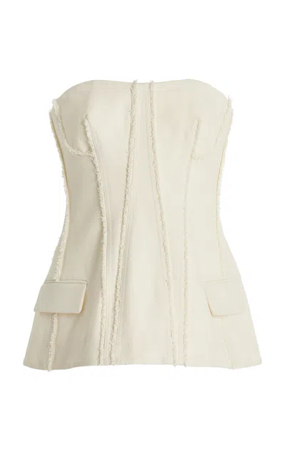 Simkhai Lupita Fringed Bustier Top In White