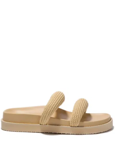 Simkhai Lupita Raffia Flat Sandals In Neutrals