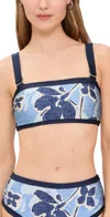Simkhai Luthea Tube Top With Removable Straps Blue Hydrangea Floral In Blue Hydrangea Floral