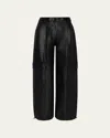 Simkhai Sofia Womens Vegan Leather Drawstring Cargo Pants In Black