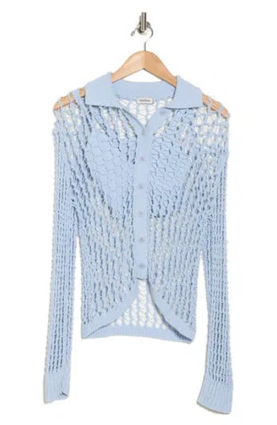 Simkhai Luza Cotton Blend Cardigan With Bralette In Blue Haze