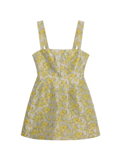Simkhai Lydia Floral-jacquard Mini Dress In Brown