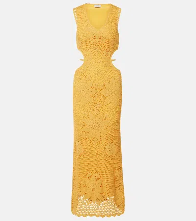 Simkhai Lyla Crochet Floral Cotton Maxi Dress In Yellow