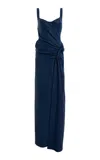 Simkhai Lyle Draped Leather Dress In Blue