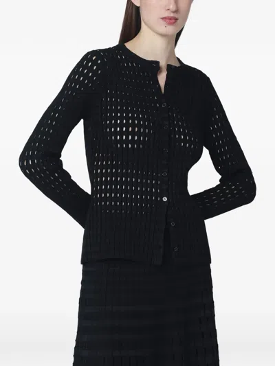Simkhai Mabel Openwork Knit Cardigan Long Sleeves In Black