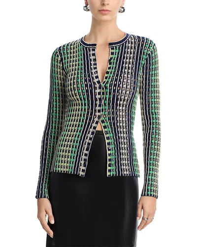 Simkhai Mabel Open Stitch Cardigan In Green