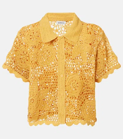 Simkhai Macks Floral Crochet Cotton Shirt In Yellow