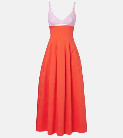 Simkhai Maddy Cotton-blend Poplin Midi Dress In Orange