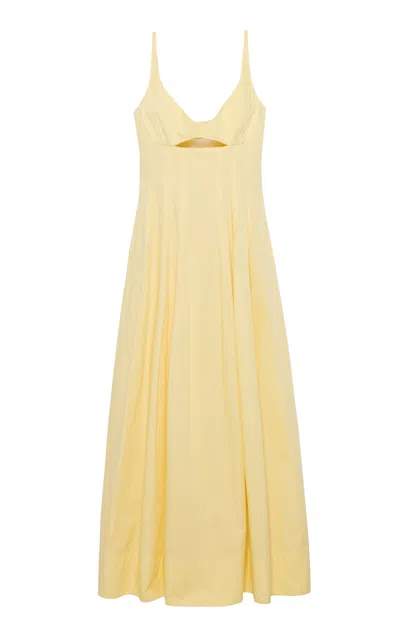 Simkhai Maddy Cutout Cotton-blend Midi Dress In Yellow