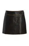 Simkhai Madeline Lambskin Mini Skirt In Black