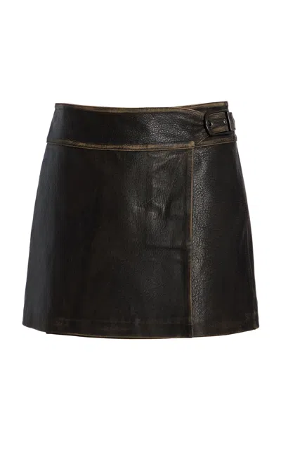 Simkhai Madeline Lambskin Mini Skirt In Black