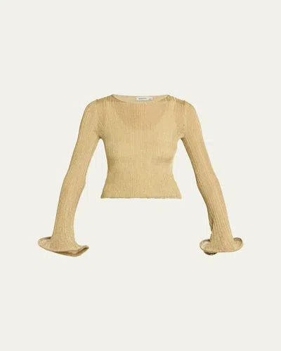 Simkhai Maebry Long-sleeve Rib-knit Top In Neutral