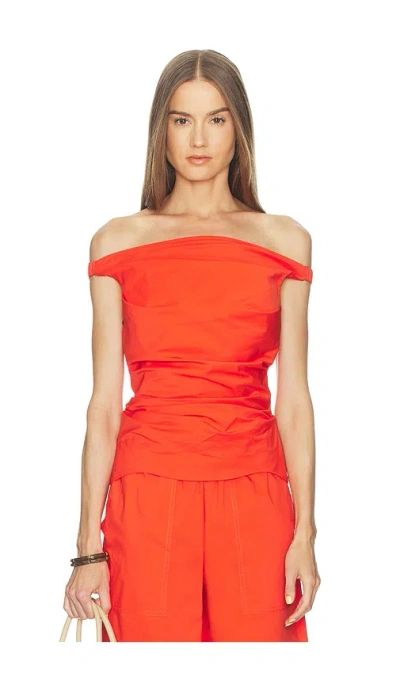 Simkhai Maisel Cotton Draped Top In Orange