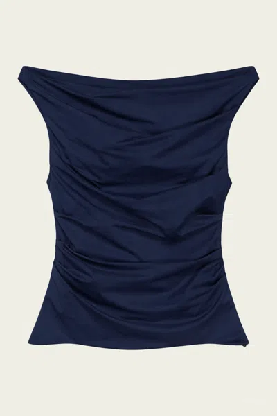 Simkhai Maisel Draped Cotton Top In Midnight In Multi