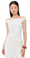 Simkhai Maisel Draped Cotton Top In White In White