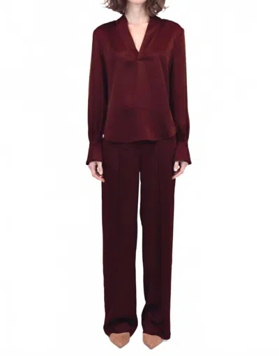 Simkhai Maisey V- Neck Blouse In Oxblood Red In Burgundy