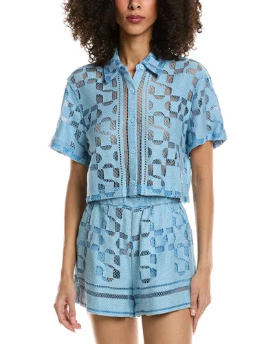 Simkhai Makaia Cropped Shirt In Blue