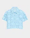 Simkhai Makaia Logo Cropped Short-sleeve Shirt In Blue