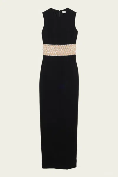 Simkhai Malda Sleeveless Crystal-embellished Gown In Black