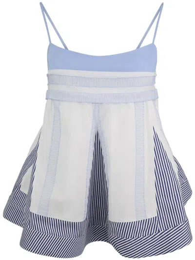 Simkhai Malik Striped Cotton Top In Blue
