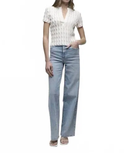 Simkhai Mallorie Scalloped Knit Polo Shirt In Ivory In White