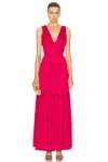 Simkhai Mandi Pleated Gown In Cherry