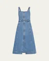 Simkhai Manson Zip-front Denim Midi Dress In Marine Wash