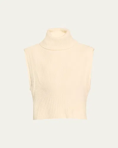 Simkhai Maple Wool & Cashmere Sleeveless Turtleneck Top In Ivory