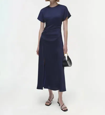 Simkhai Marabella Satin Midi Dress In Midnight Blue