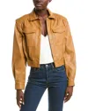 Simkhai Marbella Cropped Faux Leather Utility Jacket In Brown