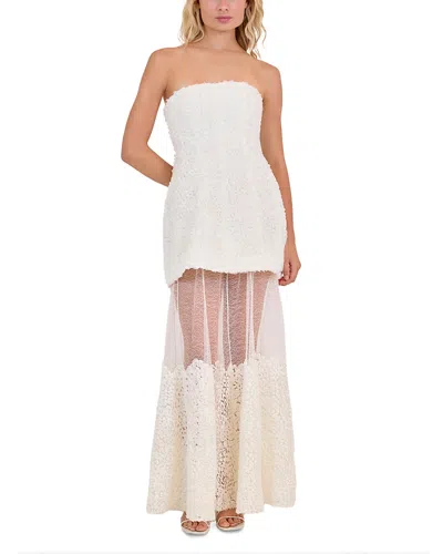 Simkhai Marella Lace Insert Textured Gown In Ivory