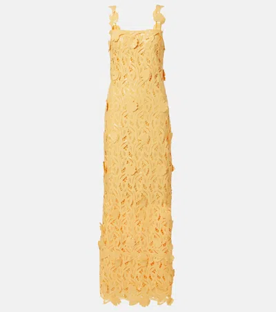 Simkhai Marenna Broderie Anglaise Sequined Gown In Yellow