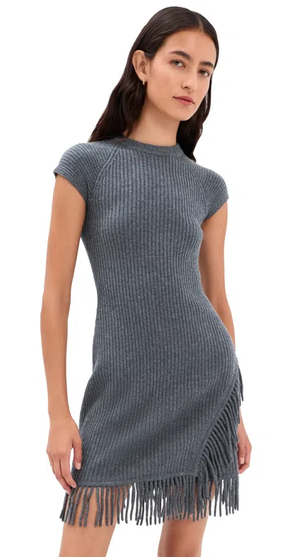 Simkhai Margot Mini Dress Dark Charcoal Melange In Gray