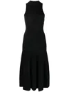 Simkhai Marianne Sleeveless Pleated Compact-rib Midi Dress In Schwarz