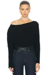 Simkhai Lavina Draped Off Shoulder Sweater In Black