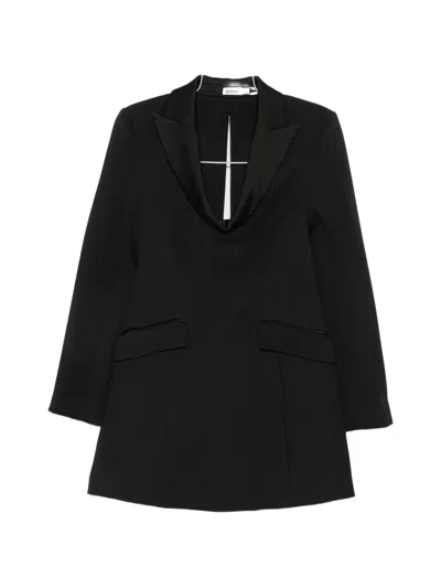 Simkhai Marina Satin-lapel Blazer Mini Dress In Black