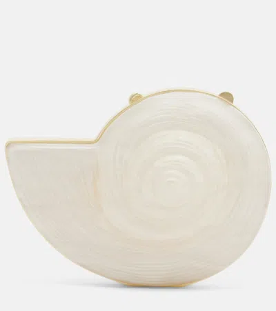 Simkhai Marion Shell Acrylic Clutch In Neutral