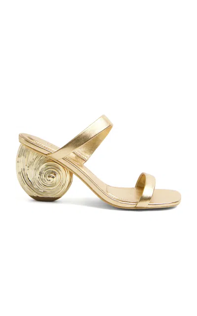 Simkhai Marion Metallic Leather Shell Heel In Gold