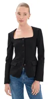 Simkhai Marlowe Tailored Square-neck Jacket In Black
