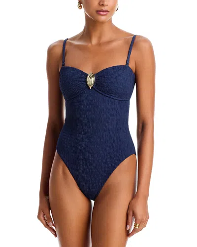Simkhai Maroze Embellished One Piece Swimsuit In Blue