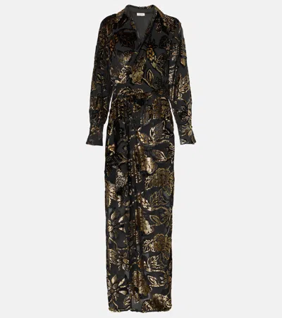 SIMKHAI MARZIA LAMÉ VELVET WRAP DRESS