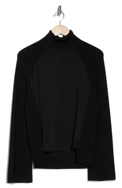 Simkhai Mateo Turtleneck Mixed Media Top In Black