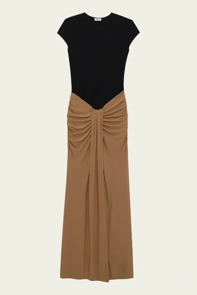 Simkhai Matilde Draped Jersey Gown In Black Multi In Brown