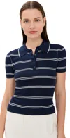 Simkhai Matty Short Sleeve Polo Midnight Stripe In Midnight Stripe