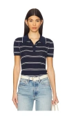 Simkhai Matty Short Sleeve Polo In Midnight Stripe