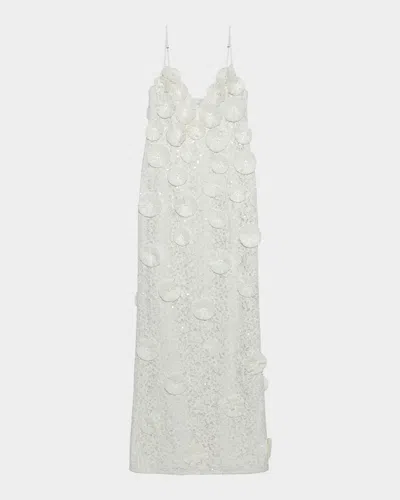 Simkhai Maven Floral-appliqué Sequined A-line Gown In White