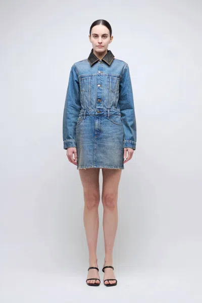 Simkhai Maxella Denim Jacket Mini Dress In Coney Island In Blue