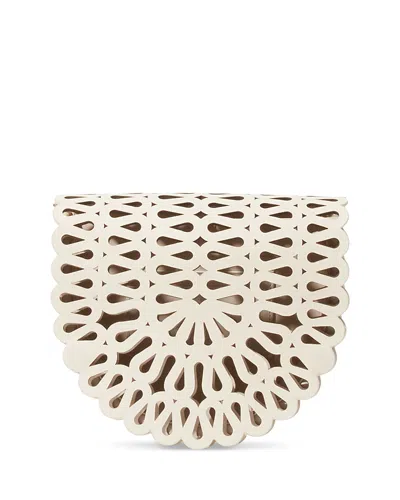 Simkhai Mccall Laser Cut Leather Clutch In White