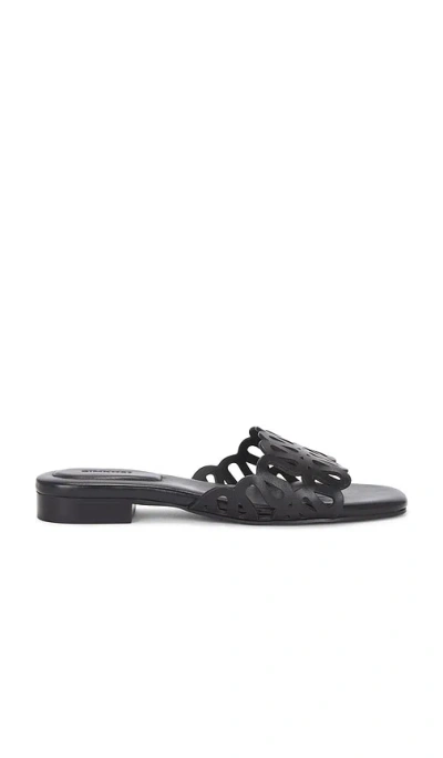 Simkhai Mccall Laser Cut Leather Flat Slide In Black