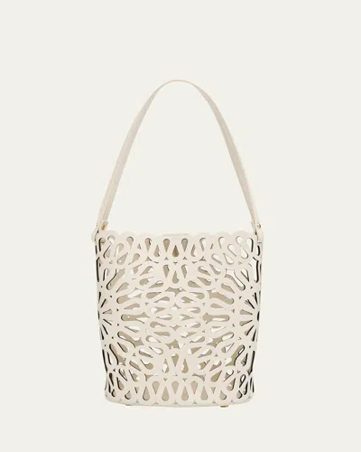 Simkhai Mccall Laser Cutout Leather Shoulder Bag In White
